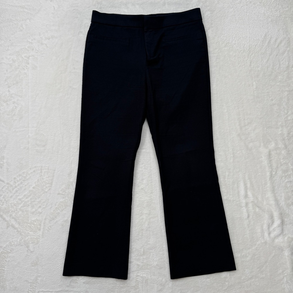 Zara Trousers Womens‎ Large Black Flare Leg Mid Rise Stretch Workwear Pants
